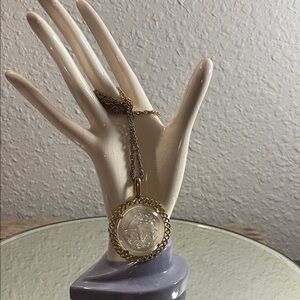 CrownTrifari Gold tone Intaglio Pendant Necklace Taurus Mothers Day, Festival